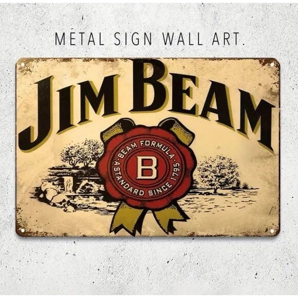 🥃 Vintage Jim Beam Metal Sign – 8x12 Wall Art – Bar Decor – Rustic Tin Sign - Picture 3 of 5